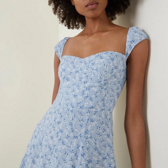 💕REFORMATION💕 Tanis Dress ~ Brooke Blue Floral Print 12 - Picture 7 of 16